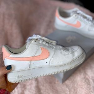Pink and white Air Force 1s